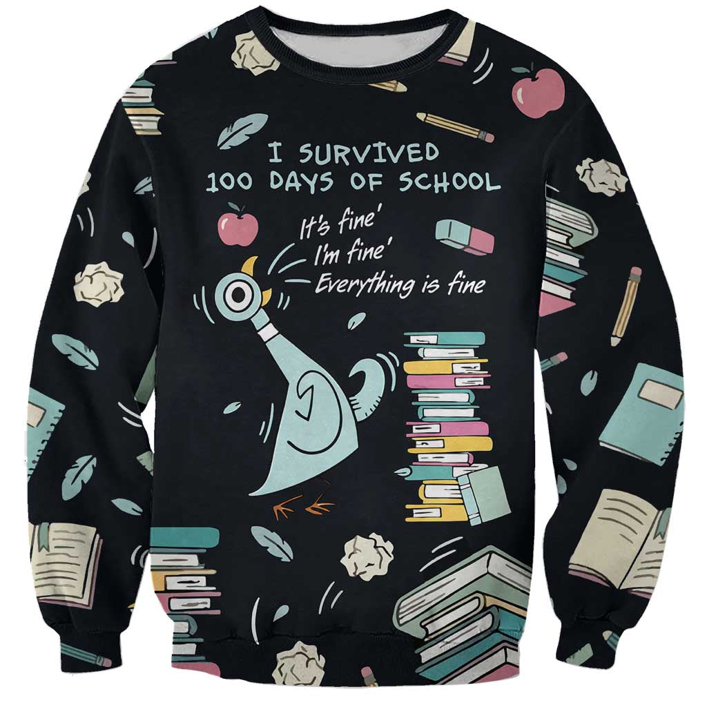 I Survived 100 Days of School Sweatshirt Funny Pigeon 100th Day Teacher