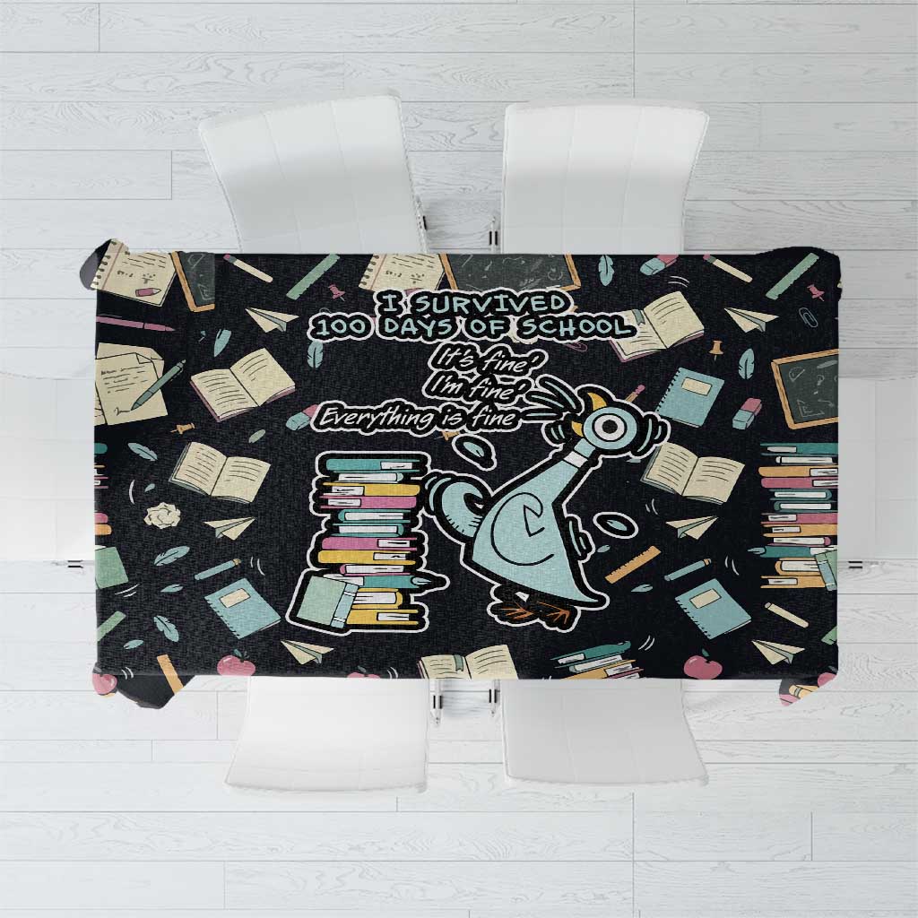 I Survived 100 Days of School Tablecloth Funny Pigeon 100th Day Teacher