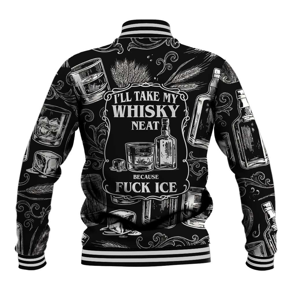 Whisky Neat Baseball Jacket Vintage Bold Statement Design