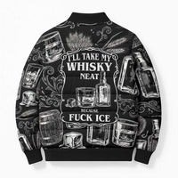 Whisky Neat Bomber Puffer Jacket Vintage Bold Statement Design