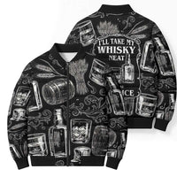 Whisky Neat Bomber Puffer Jacket Vintage Bold Statement Design