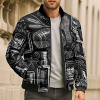 Whisky Neat Bomber Puffer Jacket Vintage Bold Statement Design