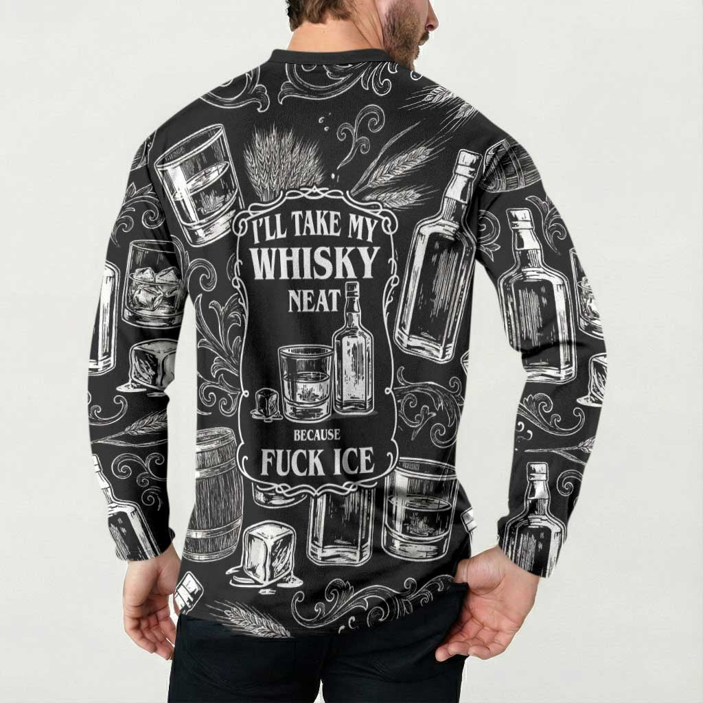 Whisky Neat Button Sweatshirt Vintage Bold Statement Design
