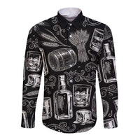 Whisky Neat Long Sleeve Button Shirt Vintage Bold Statement Design