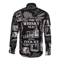 Whisky Neat Long Sleeve Button Shirt Vintage Bold Statement Design