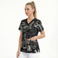 Whisky Neat Scrub Top Vintage Bold Statement Design