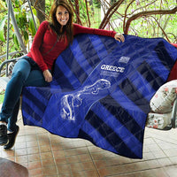 Greek Pride Quilt with Ancient Sculpture and National Map Graphic