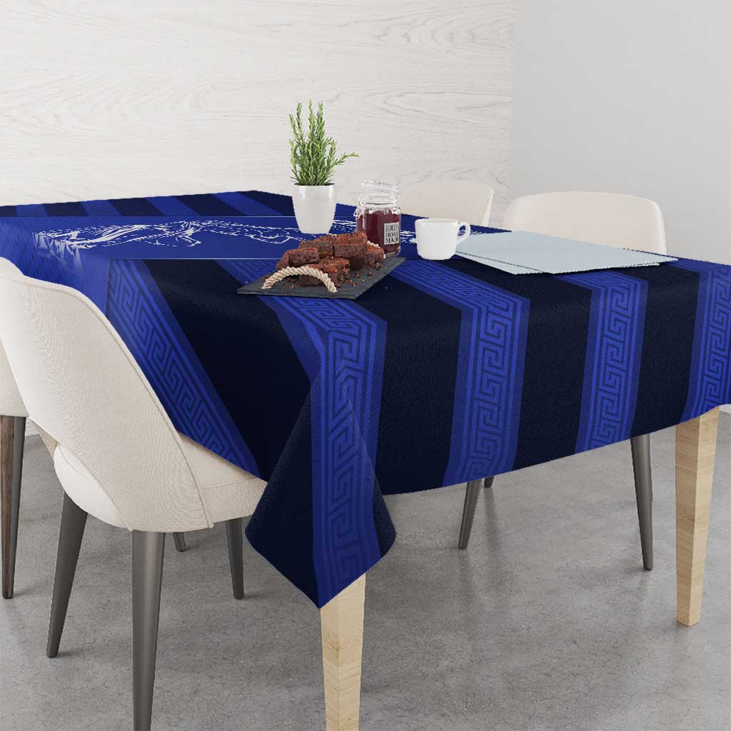 Greek Pride Tablecloth with Ancient Sculpture and National Map Graphic