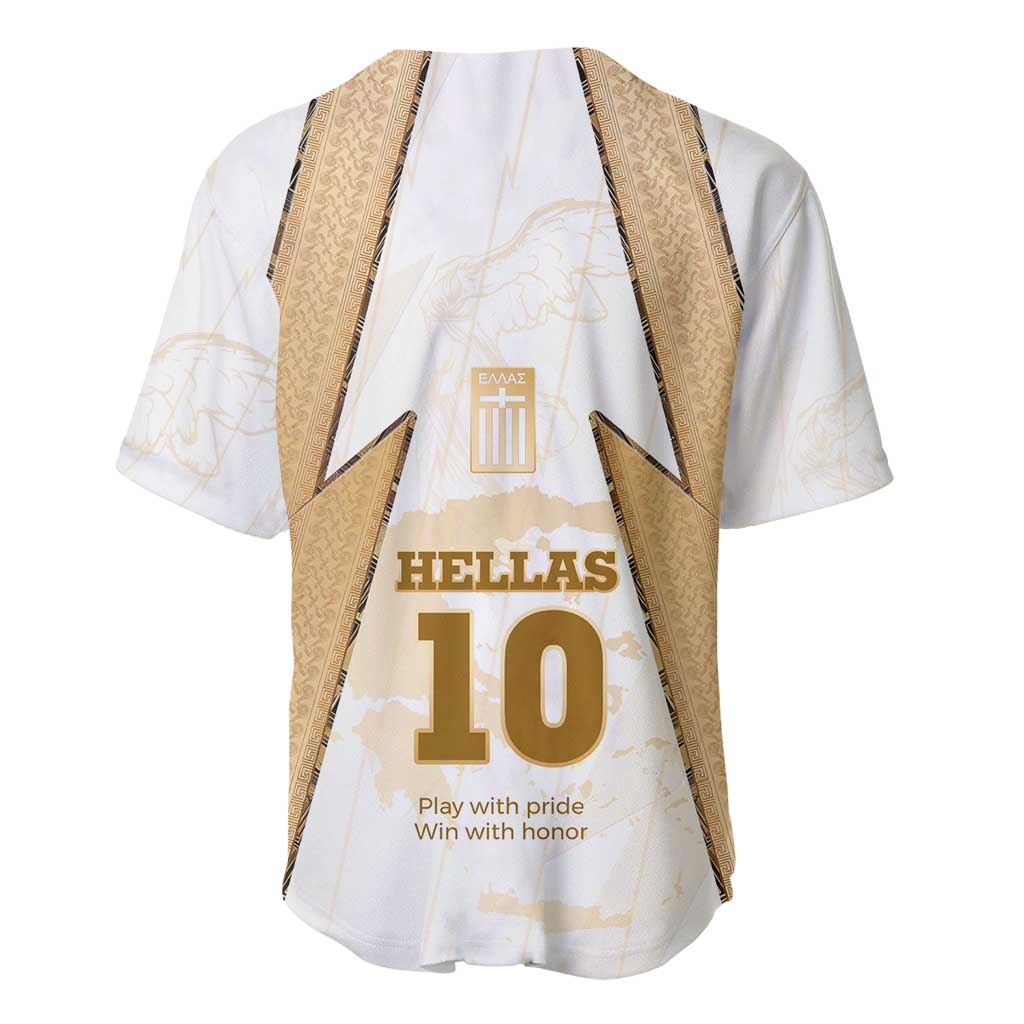 Hellas Athletic Baseball Jersey with Ancient Greek Shield Graphic and Numbered Back