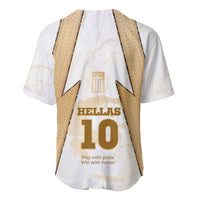 Hellas Athletic Baseball Jersey with Ancient Greek Shield Graphic and Numbered Back
