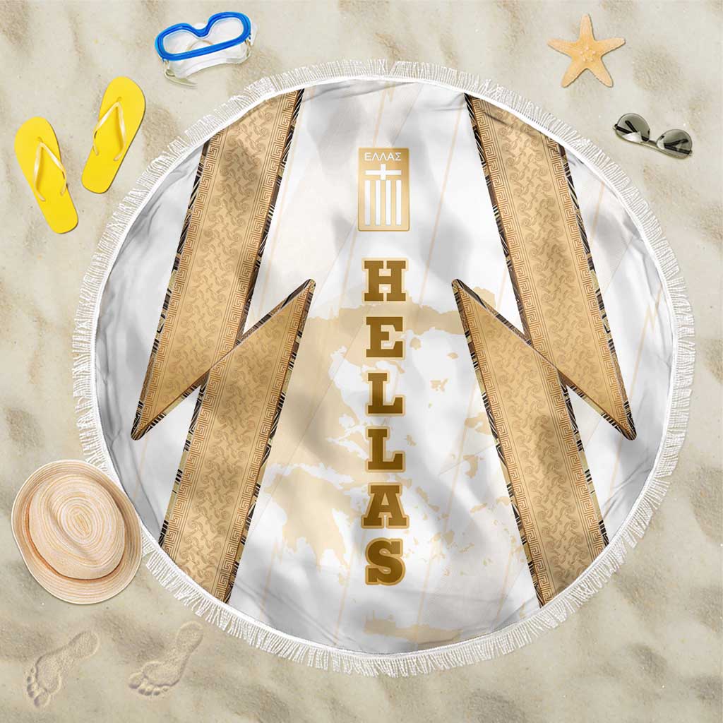 Hellas Athletic Beach Blanket with Ancient Greek Shield Graphic and Numbered Back