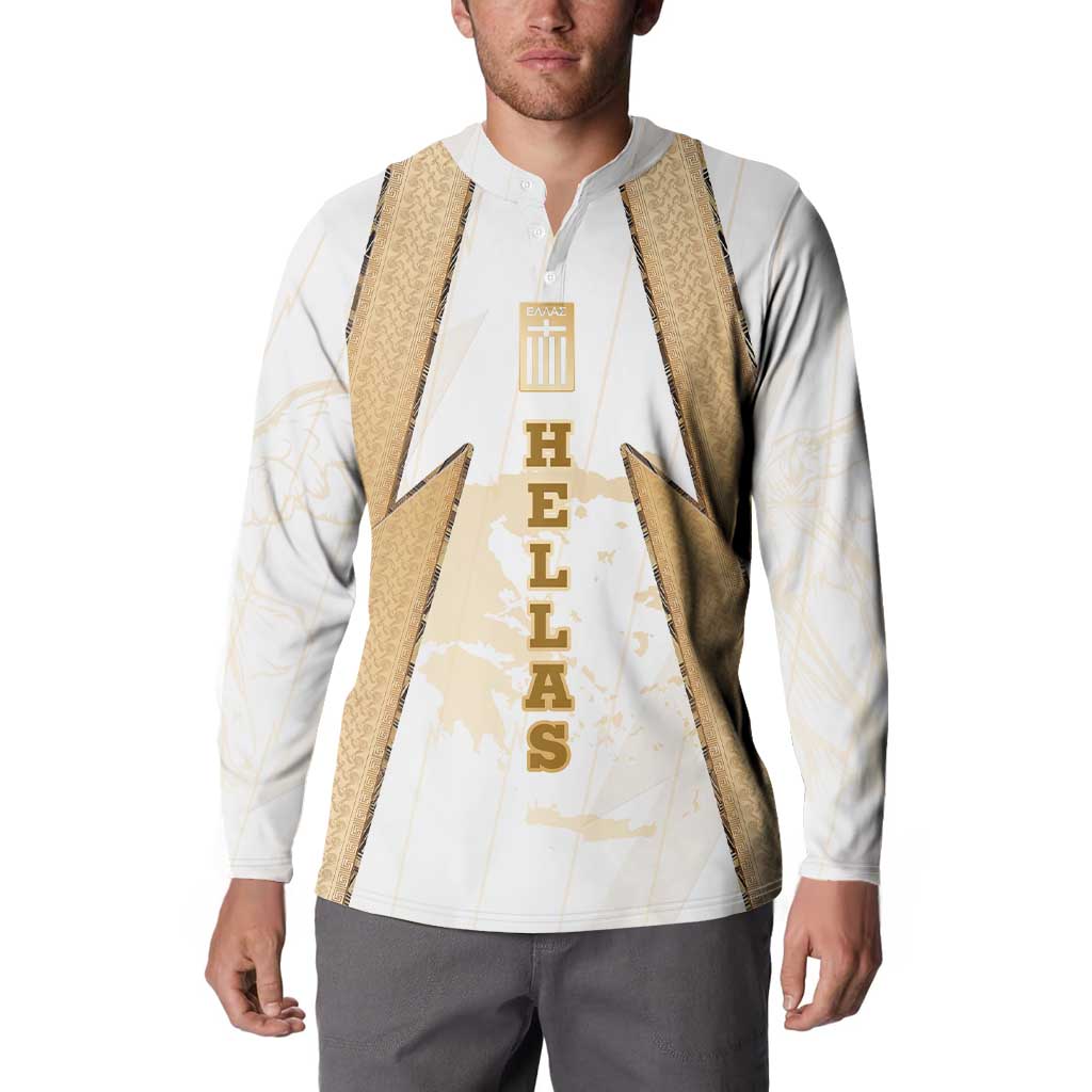 Hellas Athletic Button Sweatshirt with Ancient Greek Shield Graphic and Numbered Back
