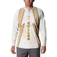 Hellas Athletic Button Sweatshirt with Ancient Greek Shield Graphic and Numbered Back