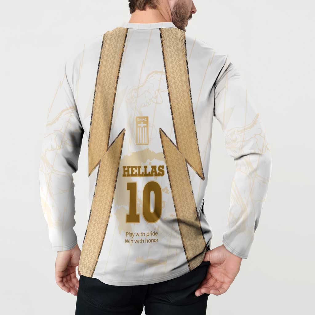 Hellas Athletic Button Sweatshirt with Ancient Greek Shield Graphic and Numbered Back