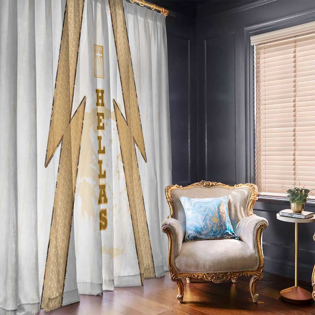 Hellas Athletic Window Curtain with Ancient Greek Shield Graphic and Numbered Back