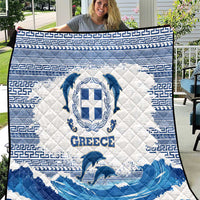 Greece Dolphin Quilt with Greek Key Pattern and Ocean Wave Design