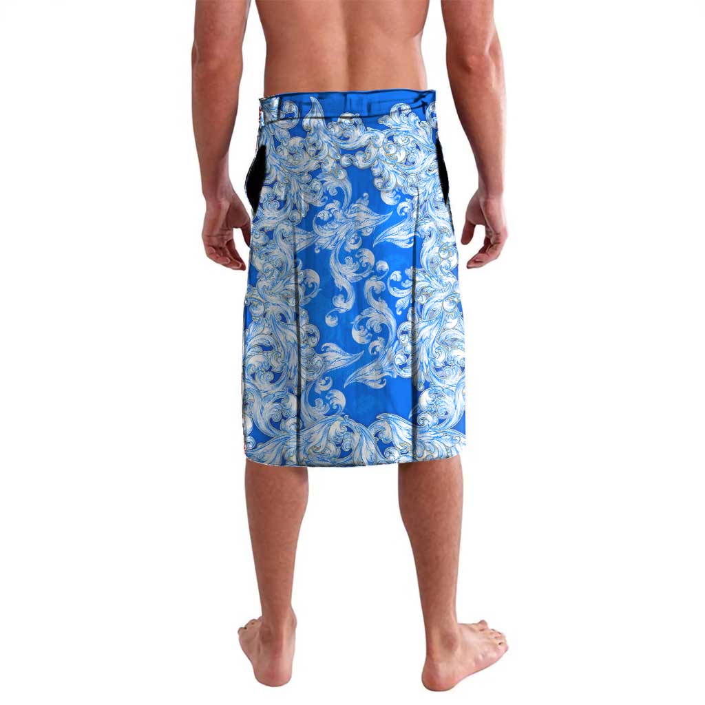 Greece Baroque Pattern Lavalava with Greek Flag Crest and Country Map
