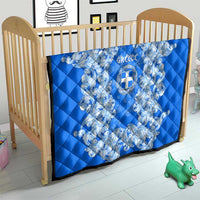 Greece Baroque Pattern Quilt with Greek Flag Crest and Country Map
