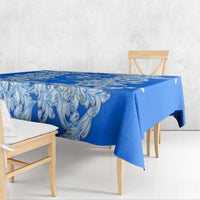Greece Baroque Pattern Tablecloth with Greek Flag Crest and Country Map
