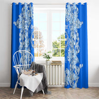 Greece Baroque Pattern Window Curtain with Greek Flag Crest and Country Map