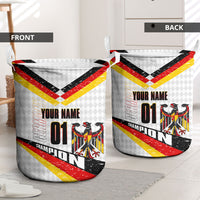Personalized Germany Football Bear Mascot Laundry Basket Germany Flag Eagle Shield Distressed Comic Art