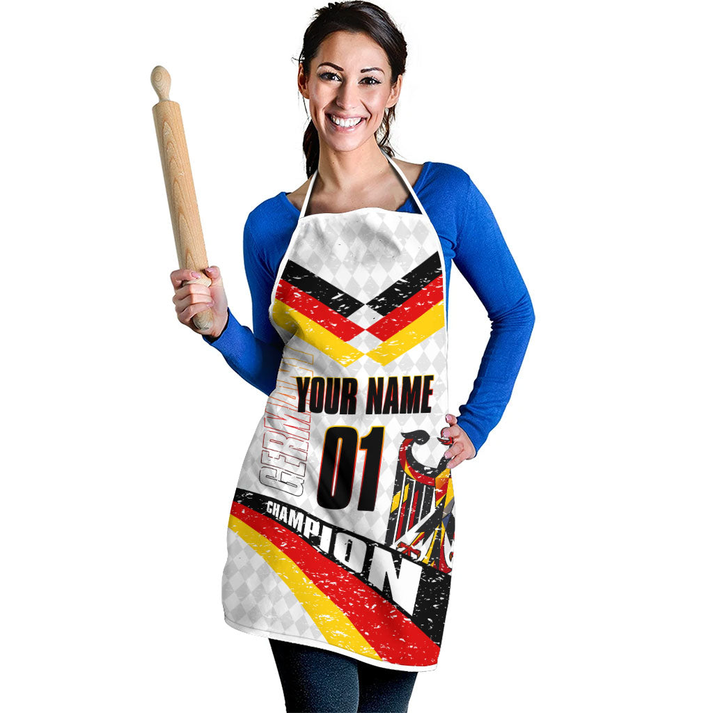 Personalized Germany Football Bear Mascot Apron Germany Flag Eagle Shield Distressed Comic Art