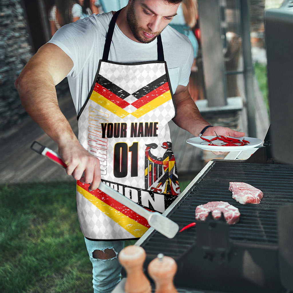 Personalized Germany Football Bear Mascot Apron Germany Flag Eagle Shield Distressed Comic Art