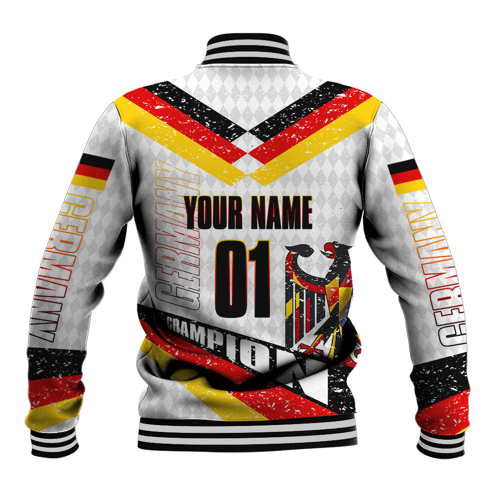 Personalized Germany Football Bear Mascot Baseball Jacket Germany Flag Eagle Shield Distressed Comic Art