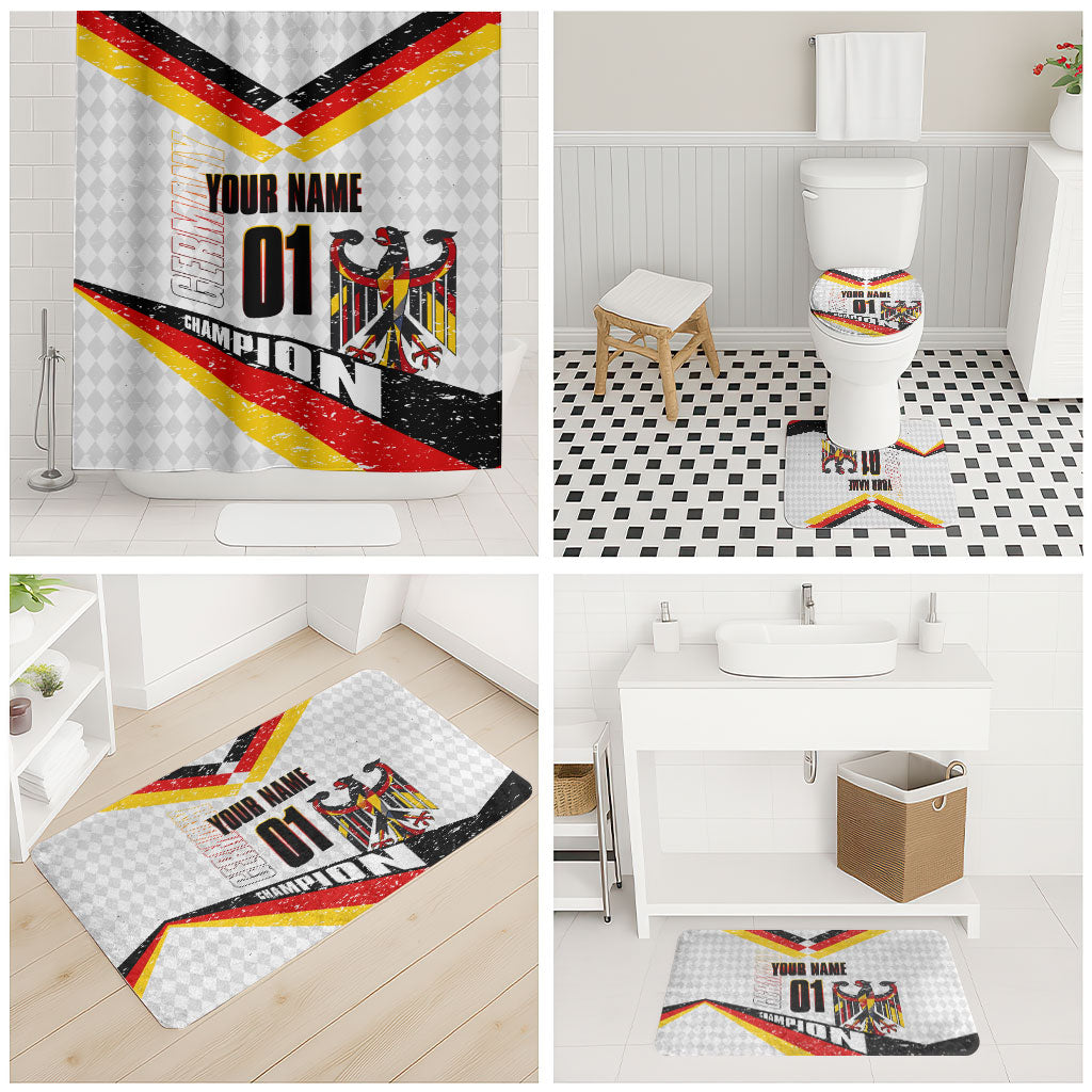 Personalized Germany Football Bear Mascot Bathroom Set Germany Flag Eagle Shield Distressed Comic Art