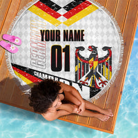Personalized Germany Football Bear Mascot Beach Blanket Germany Flag Eagle Shield Distressed Comic Art