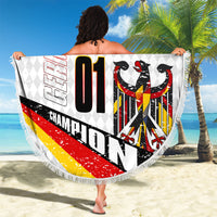 Personalized Germany Football Bear Mascot Beach Blanket Germany Flag Eagle Shield Distressed Comic Art