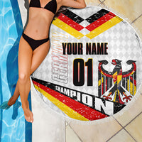 Personalized Germany Football Bear Mascot Beach Blanket Germany Flag Eagle Shield Distressed Comic Art