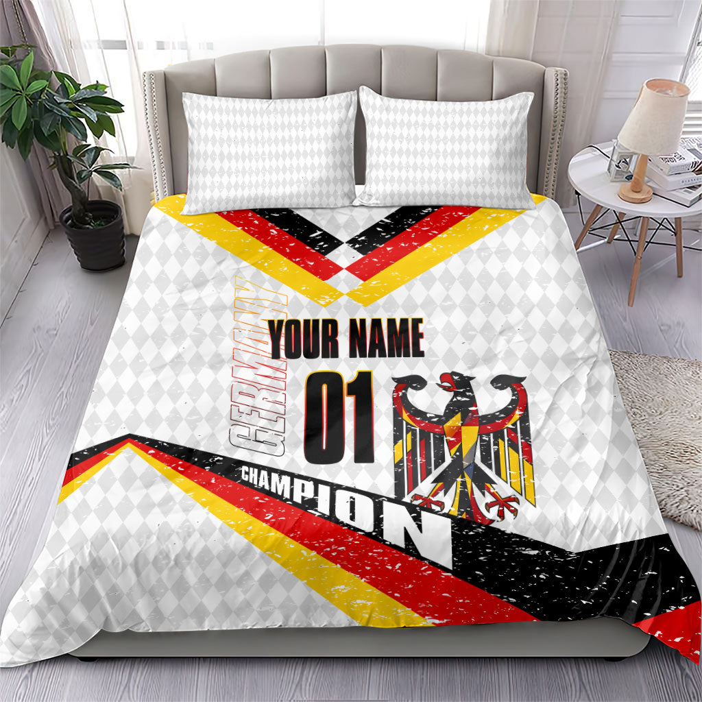 Personalized Germany Football Bear Mascot Bedding Set Germany Flag Eagle Shield Distressed Comic Art