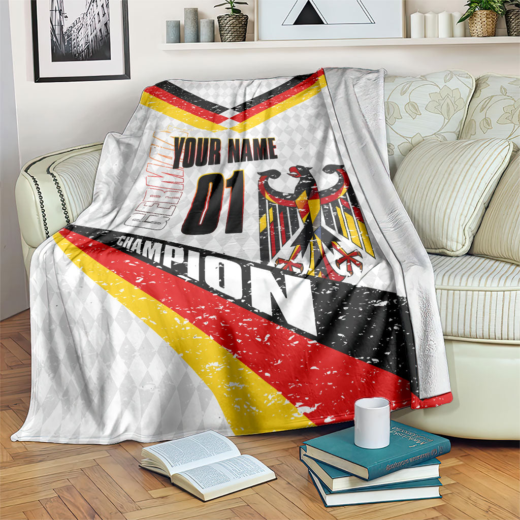 Personalized Germany Football Bear Mascot Blanket Germany Flag Eagle Shield Distressed Comic Art
