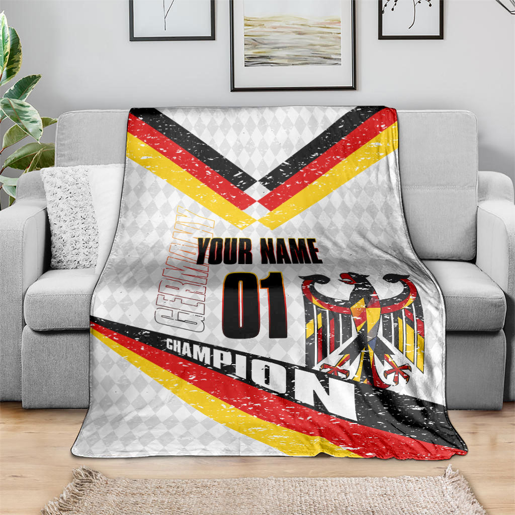 Personalized Germany Football Bear Mascot Blanket Germany Flag Eagle Shield Distressed Comic Art