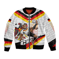 Personalized Germany Football Bear Mascot Bomber Jacket Germany Flag Eagle Shield Distressed Comic Art