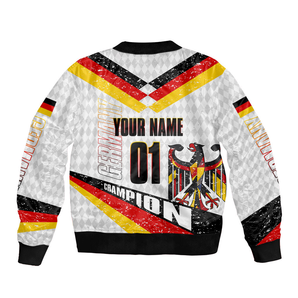 Personalized Germany Football Bear Mascot Bomber Jacket Germany Flag Eagle Shield Distressed Comic Art