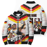 Personalized Germany Football Bear Mascot Bomber Puffer Jacket Germany Flag Eagle Shield Distressed Comic Art