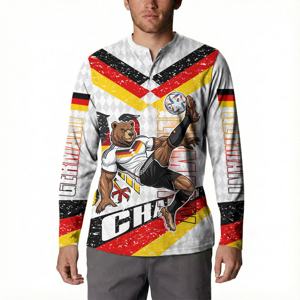 Personalized Germany Football Bear Mascot Button Sweatshirt Germany Flag Eagle Shield Distressed Comic Art