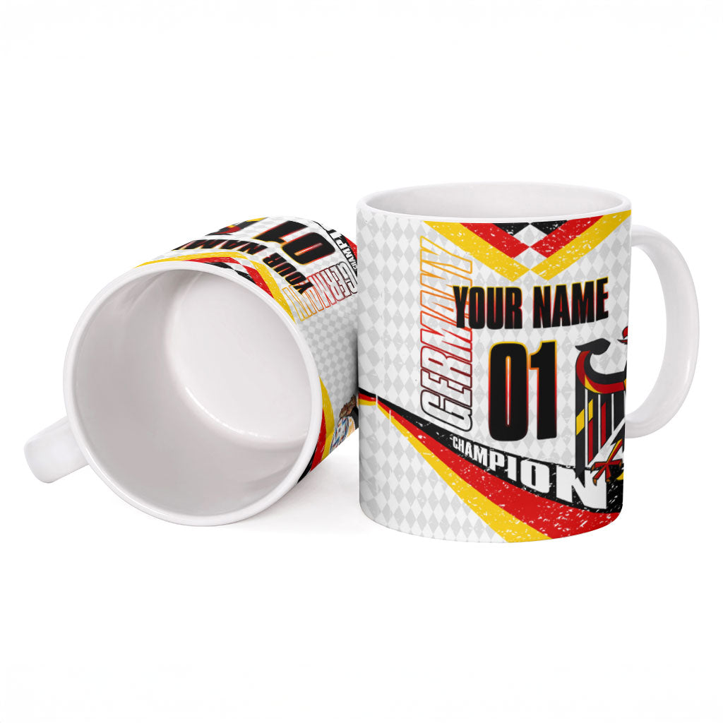 Personalized Germany Football Bear Mascot Ceramic Mug Germany Flag Eagle Shield Distressed Comic Art