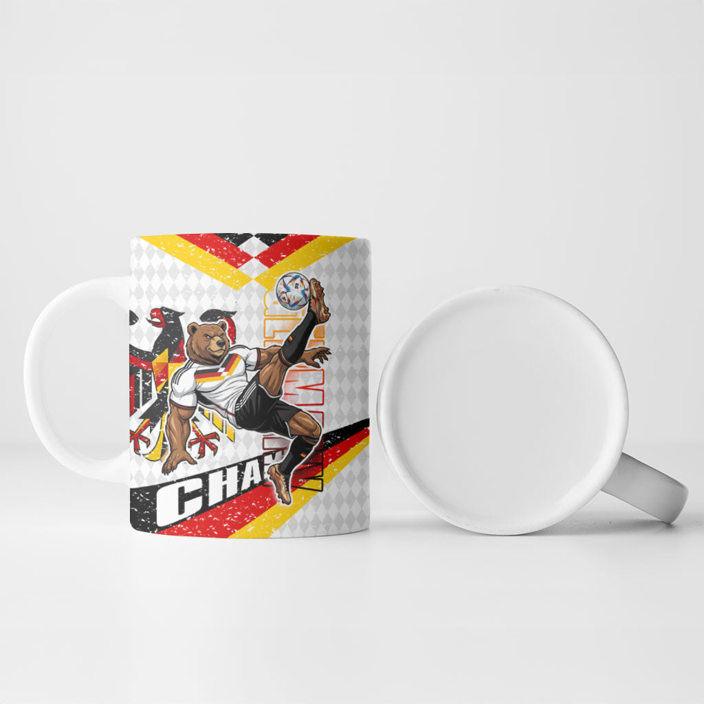 Personalized Germany Football Bear Mascot Ceramic Mug Germany Flag Eagle Shield Distressed Comic Art