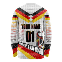 Personalized Germany Football Bear Mascot Long Sleeve Shirt Germany Flag Eagle Shield Distressed Comic Art