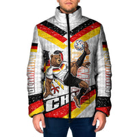 Personalized Germany Football Bear Mascot Padded Jacket Germany Flag Eagle Shield Distressed Comic Art