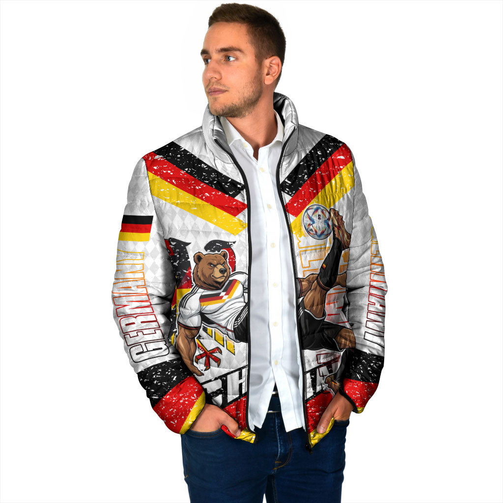 Personalized Germany Football Bear Mascot Padded Jacket Germany Flag Eagle Shield Distressed Comic Art