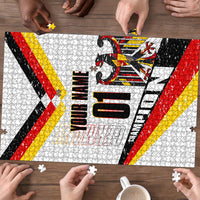 Personalized Germany Football Bear Mascot Puzzle Germany Flag Eagle Shield Distressed Comic Art