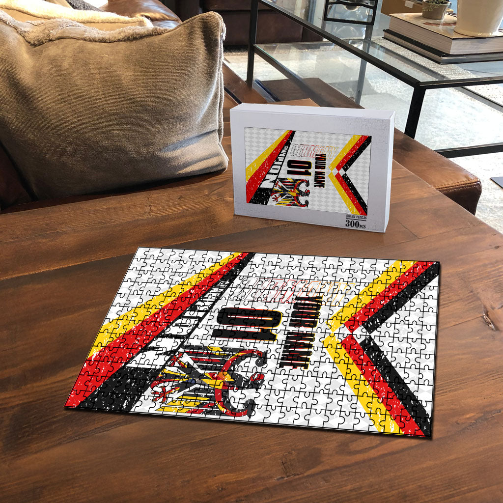Personalized Germany Football Bear Mascot Puzzle Germany Flag Eagle Shield Distressed Comic Art