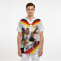Personalized Germany Football Bear Mascot Scrub Top Germany Flag Eagle Shield Distressed Comic Art