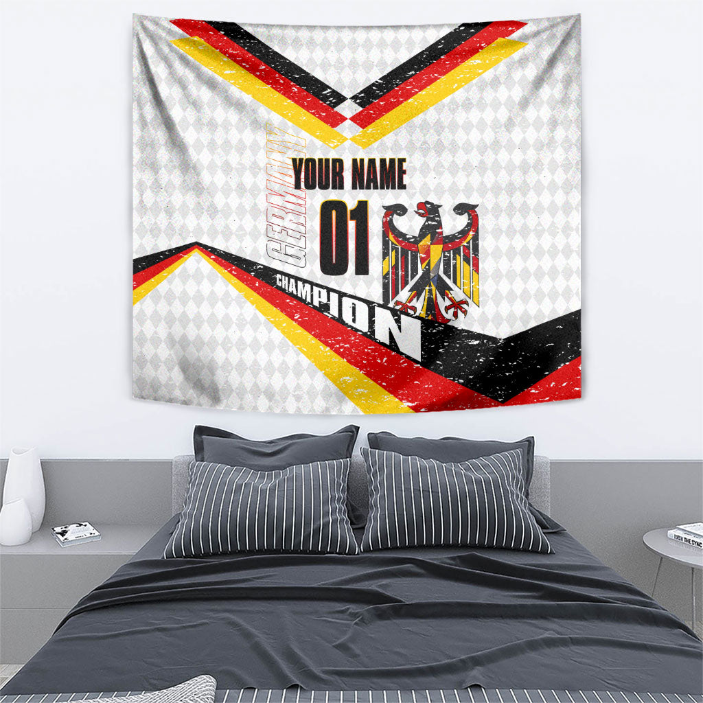 Personalized Germany Football Bear Mascot Tapestry Germany Flag Eagle Shield Distressed Comic Art