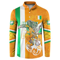 Personalized Ivory Coast Football Button Sweatshirt Elephant Mascot Flag - Comic Style Graphic