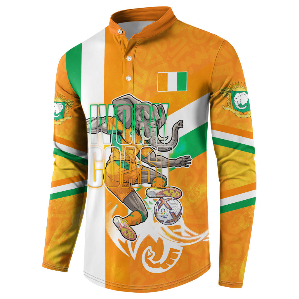 Personalized Ivory Coast Football Button Sweatshirt Elephant Mascot Flag - Comic Style Graphic